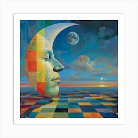 Man in the Moon Style Magritte Art Print