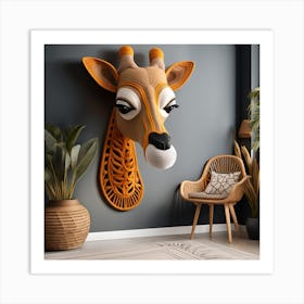 Giraffe Head Bohemian Wall Art 4 Art Print