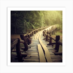 Wooden Bridge In The Forest 1 Art Print