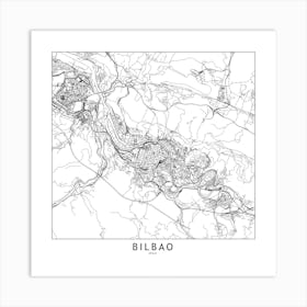 Bilbao White Map Square Art Print