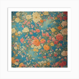 Vintage Floral Wallpaper Art Print