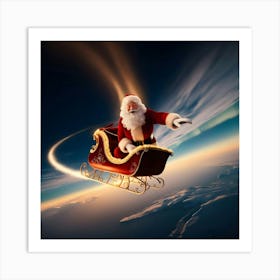 A Breathtaking Cinematic Keyframe Depicting Santa Clause Flying Over Planet Earth 2 Art Print