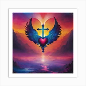 Cross And Wings Art Print