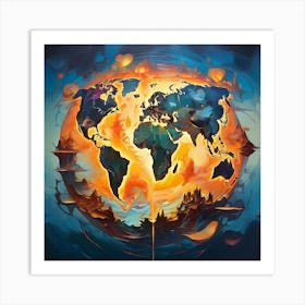 World In Flames 1 Art Print