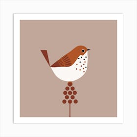 Bird Drawing Animal Wings Beak Sit Easy Feathers Nature Brown Art Print