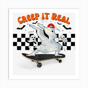 Funny Halloween Creep It Real Vintage Retro Skateboarding Art Print