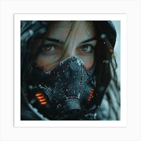 Girl In A Gas Mask Art Print