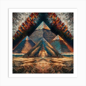 Vibrant Egyptian Pyramid Mosaic Painting Art Print