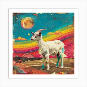 Kitsch Rainbow Goat Collage 3 Art Print