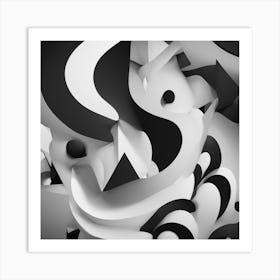 Black and White Abstract Art 1 Art Print