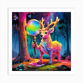 Deer With A Magnifying Glass 8 Art Print