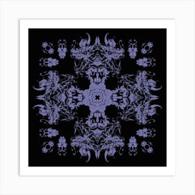 Pastel Dragon Head Pattern Black And Violet Art Print