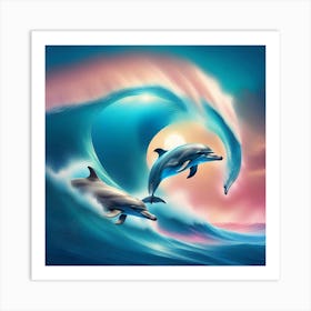 Dolphins In The Ocean Art Print