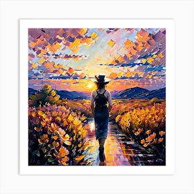 Sunset In The Field Art Print