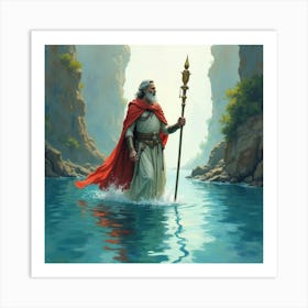 Watercolor Charon Guiding Souls In A Mystical River 1 Art Print