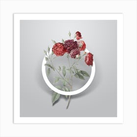 Vintage Ternaux Rose Bloom Minimalist Floral Geometric Circle on Soft Gray Art Print