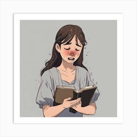 Girl Reading A Book 1 Art Print