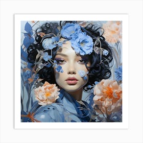 'Blue Flowers' Art Print