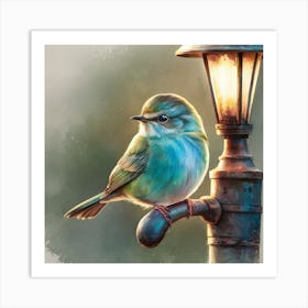 Bird On Lamppost 1 Art Print