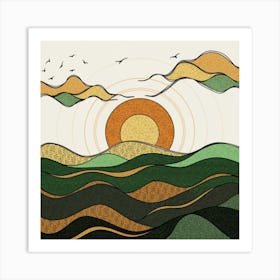 Sunset Over Mountains Art Print