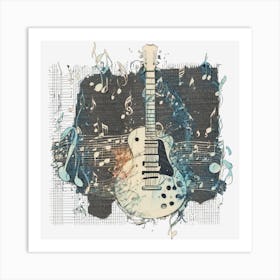 Guitar With Music Notes Art Print