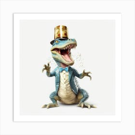 Dinosaur In A Hat Art Print