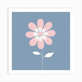 A White And Pink Flower In Minimalist Style Square Composition 208 Art Print