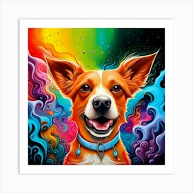 Happy Dog Splash Art Style Art Print