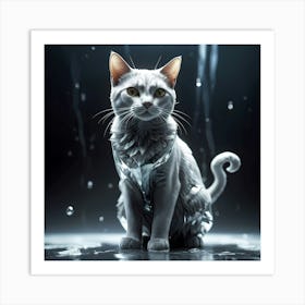 Cat In Water Poster