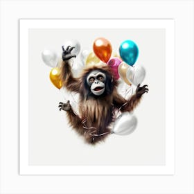 Orangutan With Balloons Art Print