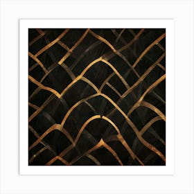 Gold And Black Abstract Background Art Print