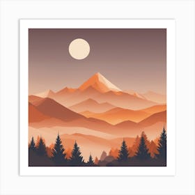 Misty mountains background in orange tone 6 Art Print