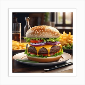 Hamburger And Fries 29 Art Print