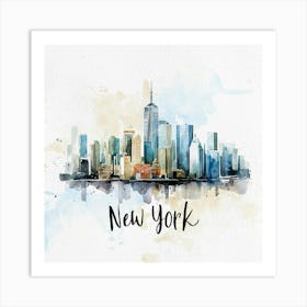 New York City Skyline Watercolor Painting Art Print