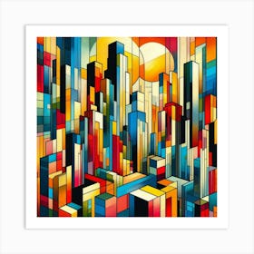 Bold Colors And Geometric Shapes Inspired By A Metropolis (4) Art Print