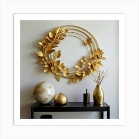 Gold Leaf Wreath Art Print