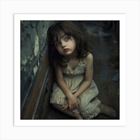 Little Girl In An Abandoned House Art Print