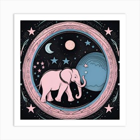 Pink Elephant In The Sky Art Print