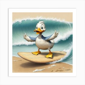 Donald Duck Surfboard Art Print