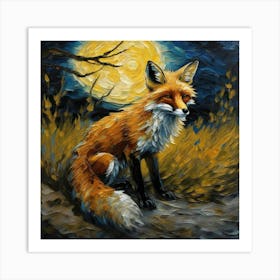 Fox in moonlight Art Print