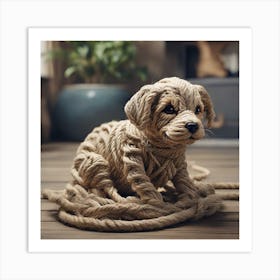 A Puppy made of rope Art Print
