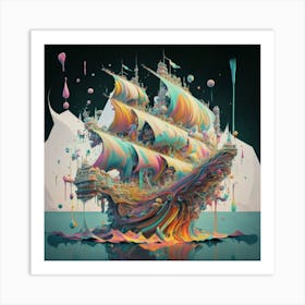 Ship with a splash of colour Art Print