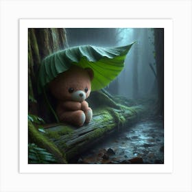 Teddy Bear In The Forest Art Print
