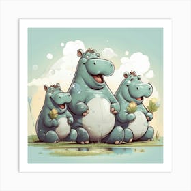 Hippo Family Poster