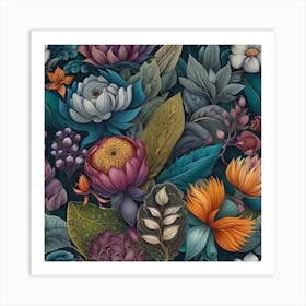 Floral Seamless Pattern 4 Art Print
