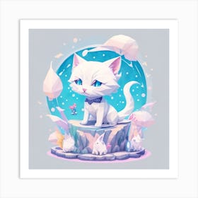 White Cat Art Print