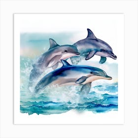 Marine Muse: Dancing Dolphins 1 Art Print