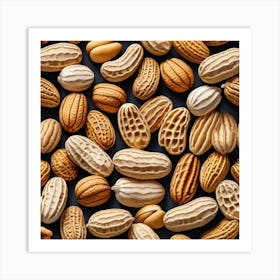 Peanuts On A Black Background 3 Art Print