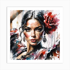 Watercolor Flamenco Dancer #2 Art Print