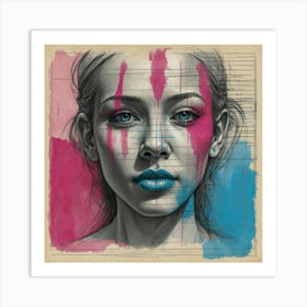 Girl With Dripping Paint Art Print